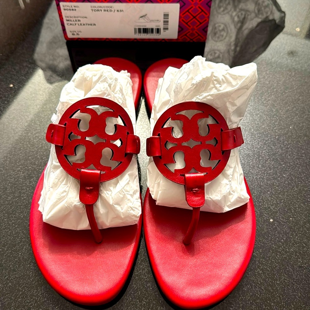 Brand New Tory Burch Red Miller Sandal